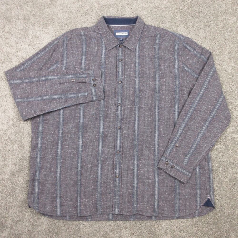 32 Bar Blues Shirt Mens 3XL Gray Striped Pocket Casual Long Sleeve Button Up EUC